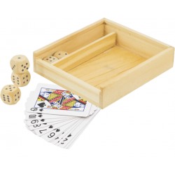 GIOCO CARTE E DADI CON ASTUCCIO IN LEGNO